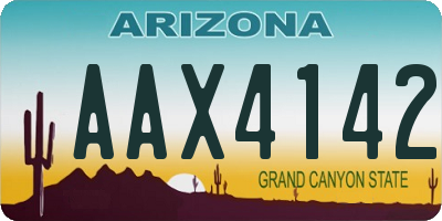 AZ license plate AAX4142