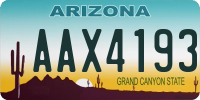 AZ license plate AAX4193