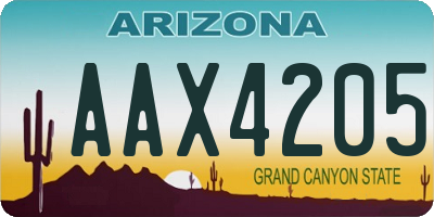AZ license plate AAX4205