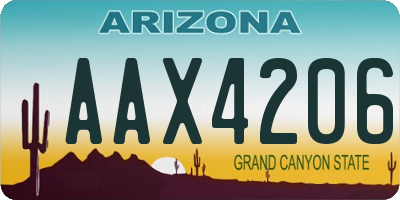 AZ license plate AAX4206