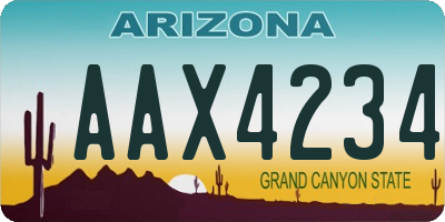 AZ license plate AAX4234