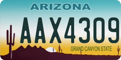 AZ license plate AAX4309