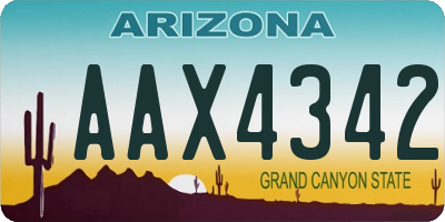 AZ license plate AAX4342