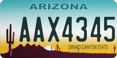AZ license plate AAX4345