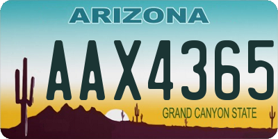 AZ license plate AAX4365