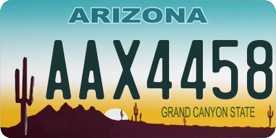 AZ license plate AAX4458