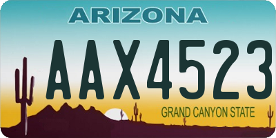 AZ license plate AAX4523