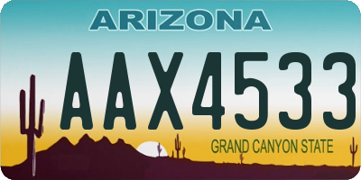 AZ license plate AAX4533