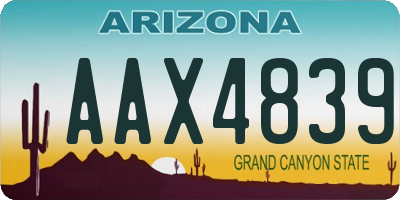 AZ license plate AAX4839