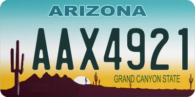AZ license plate AAX4921