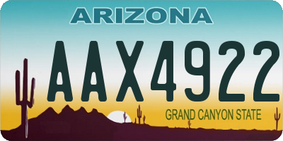 AZ license plate AAX4922