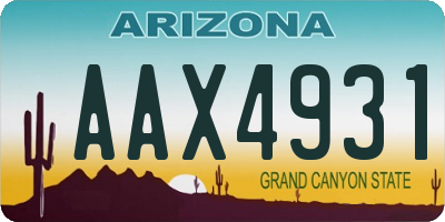 AZ license plate AAX4931