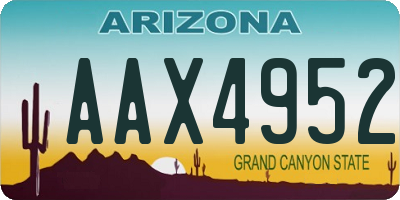 AZ license plate AAX4952