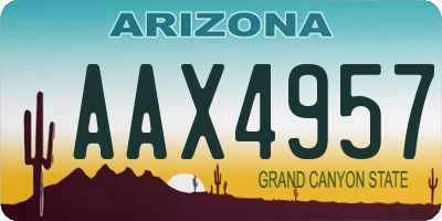 AZ license plate AAX4957