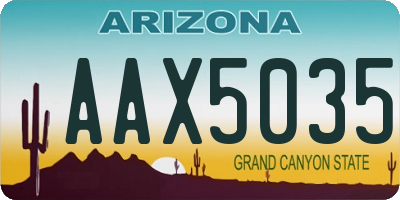 AZ license plate AAX5035