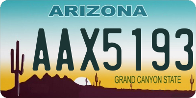 AZ license plate AAX5193