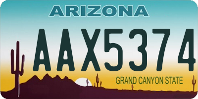 AZ license plate AAX5374