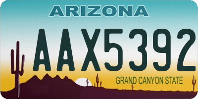 AZ license plate AAX5392
