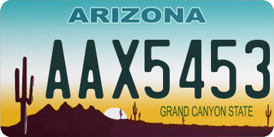 AZ license plate AAX5453