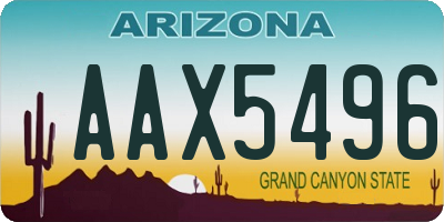 AZ license plate AAX5496