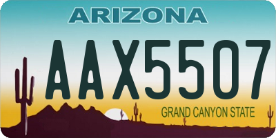 AZ license plate AAX5507