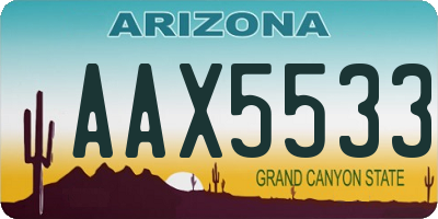 AZ license plate AAX5533