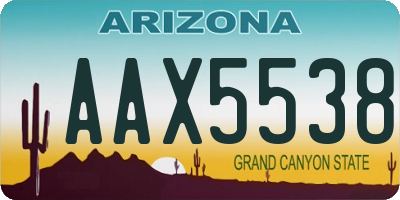 AZ license plate AAX5538