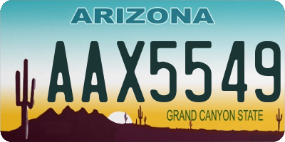 AZ license plate AAX5549