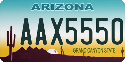 AZ license plate AAX5550