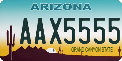 AZ license plate AAX5555