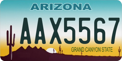 AZ license plate AAX5567