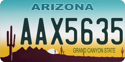 AZ license plate AAX5635