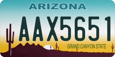 AZ license plate AAX5651
