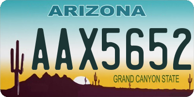 AZ license plate AAX5652