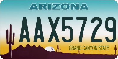 AZ license plate AAX5729