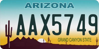 AZ license plate AAX5749