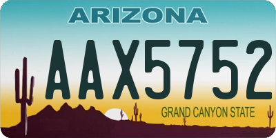 AZ license plate AAX5752