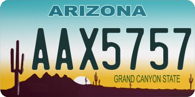 AZ license plate AAX5757