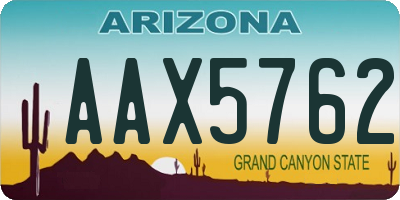 AZ license plate AAX5762