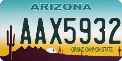 AZ license plate AAX5932