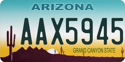 AZ license plate AAX5945