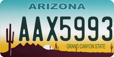 AZ license plate AAX5993