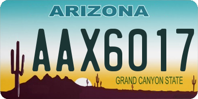 AZ license plate AAX6017