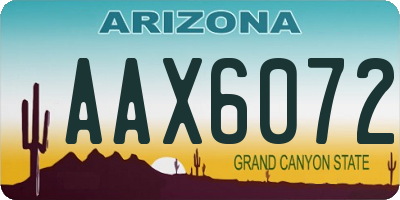 AZ license plate AAX6072