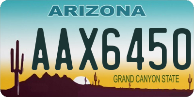 AZ license plate AAX6450