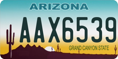 AZ license plate AAX6539