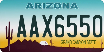 AZ license plate AAX6550