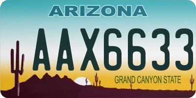 AZ license plate AAX6633