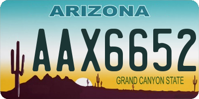 AZ license plate AAX6652