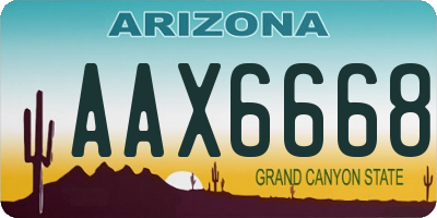 AZ license plate AAX6668